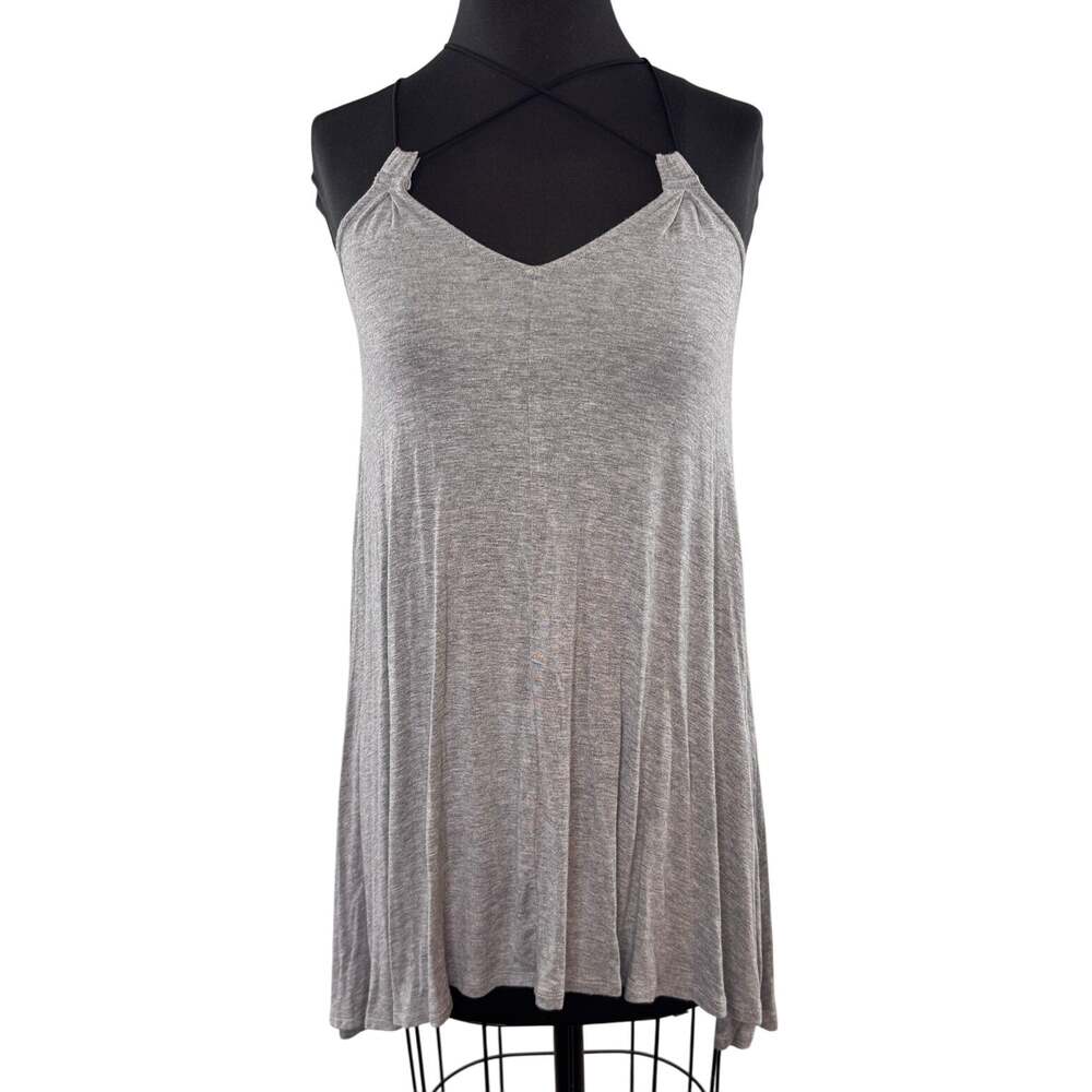 Bella Luxx Heather Gray Top Stretch Halter Neck Sleeveless Pullover Size Small S